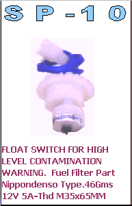 SP-10 Float Switch for High Level Contamination Warning - Fuel Filter Part Nippondenso Type - Toyota