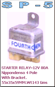 SP-5 Starter Relay-12V 80A Nippondenso 4 Pole with Bracket for all vehicles of European & Japanese origin - Toyota